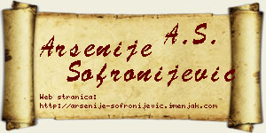 Arsenije Sofronijević vizit kartica